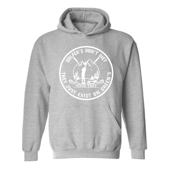 Golf Hoodie Golfers Don't Diet Custom Name  Swinging Golfer  Sweatshirt - Picture 11 of 15